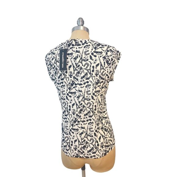 Karl Lagerfeld Paris Taxi Sunglass Print Top NWT Medium - Picture 3 of 6